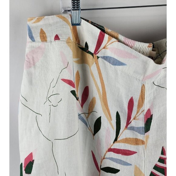 Cynthia Rowley Pants Womens Plus 3X Multi Floral 100% Linen Wide Leg NWT - Picture 3 of 9